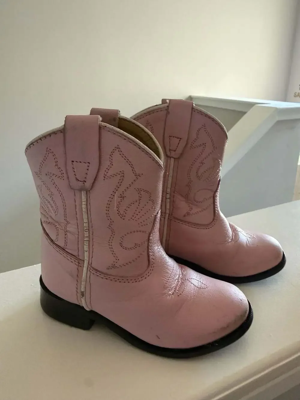 Masterson Boot Co. Pink Embroidered Leather Cowgirl Boots - Toddler Size 6